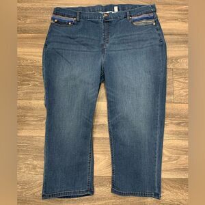 Canyon Retreat Ankle Crop Jeans Size 22W Embroidered Front Pockets NWOT